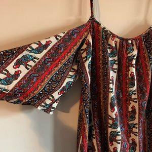 Rue 21 medium off the shoulder dress - colorful elephant print